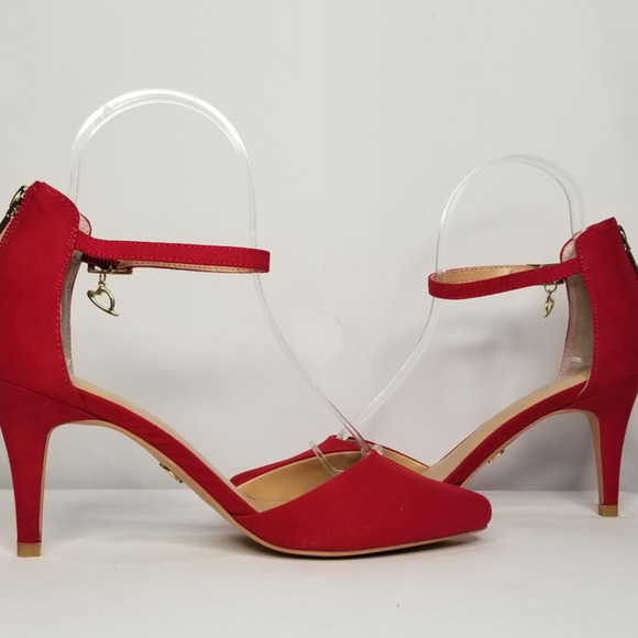 Thalia Sodi Vanesssa Pointed-Toe Pumps With Charm Detail Size 7 Red/ Gold NWT - Picture 2 of 8